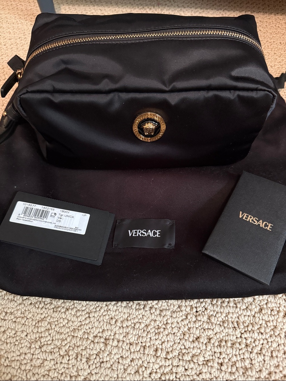 Versace Black Pouch with Gold Zipper